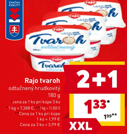 Rajo Tvaroh odtučnený hrudkovitý