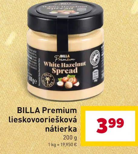 BILLA Premium lieskovoorešková nátierka