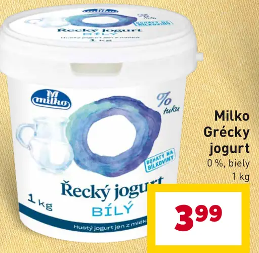 Milko Řecký jogurt 0% biely
