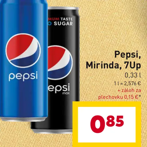 Pepsi plechovka Mirinda plechovka 7up plechovka
