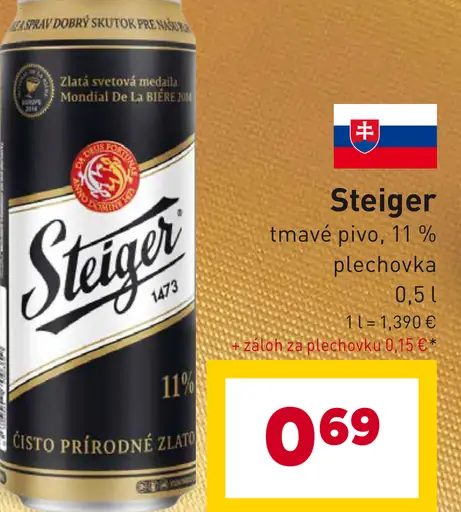 Steiger tmavé pivo plechovka