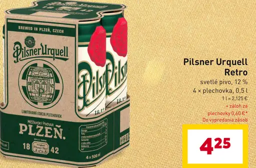 Pilsner Urquell Retro svetlé pivo