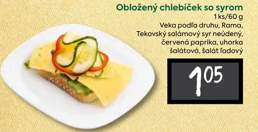 Obložený chlebíček so syrom