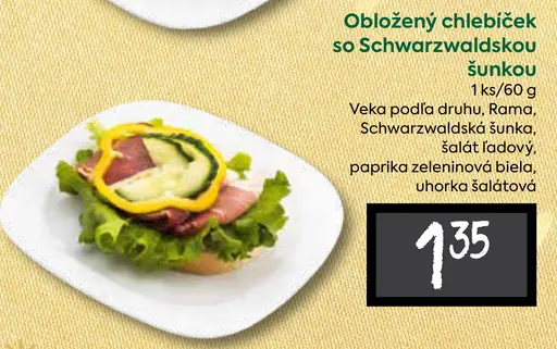 Obložený chlebíček so Schwarzwaldskou šunkou