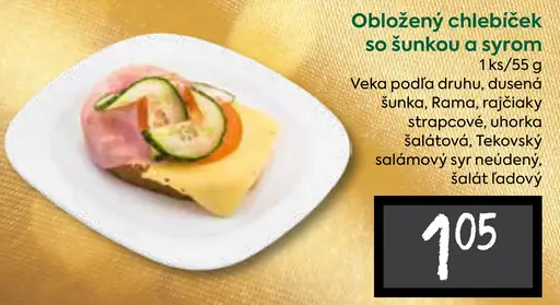 Obložený chlebíček so šunkou a syrom