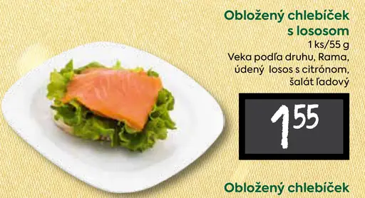 Obložený chlebíček s lososom