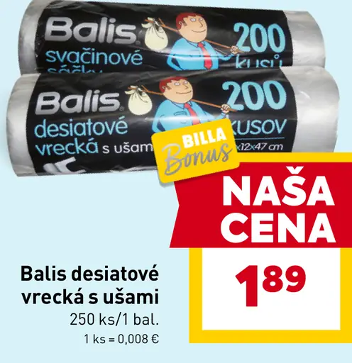 Balis desiatové vrecká s ušami
