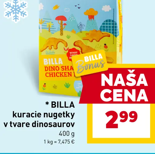 BILLA kuracie nuggety v tvare dinosaurova