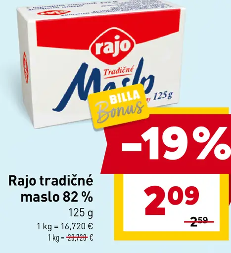 Rajo Tradičné maslo 82 %