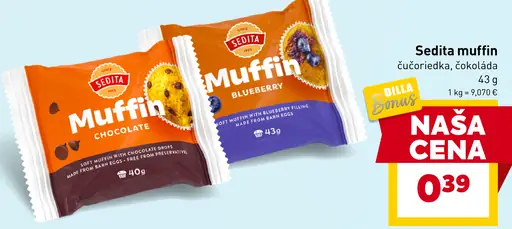 Sedita muffin čučoriedka, čokoláda