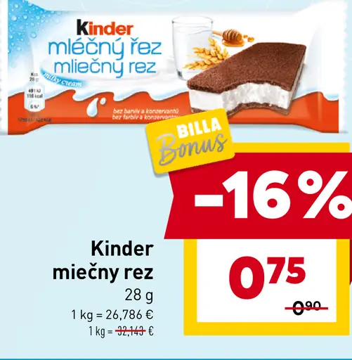 Kinder Mliečny rez