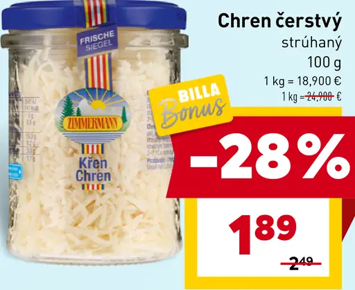 Chren čerstvý, strúhaný