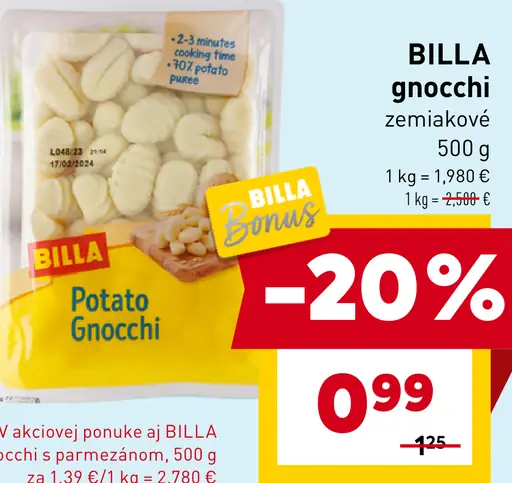 BILLA gnocchi zemiakové