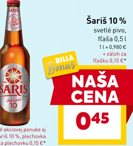 Šariš Svetlé pivo plechovka