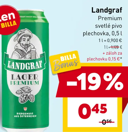 Landgraf Premium svetlé pivo plechovka