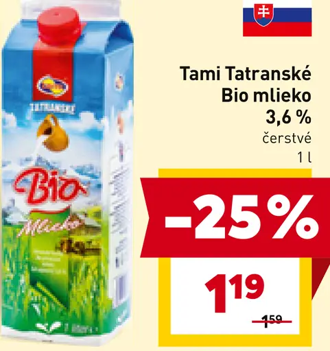 Tami Tatranské Bio mlieko 3,6 %