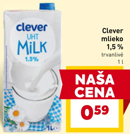 Clever mlieko 1,5%