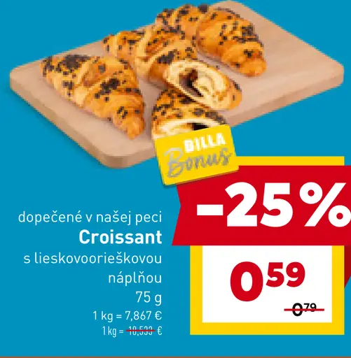 Croissant s lieskovoorieškovou náplňou