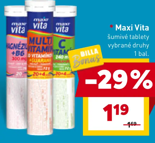 Maxi Vita šumivé tablety vybrané druhy