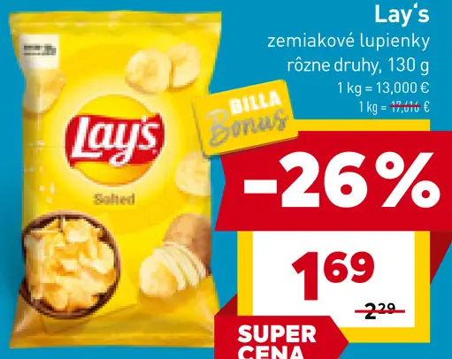 Lay's zemiakové lupienky rôzne druhy