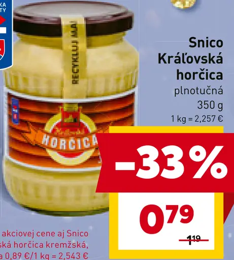 Snico Kráľovská Horčica plnotučná