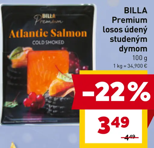 BILLA Premium losos údený studeným dymom