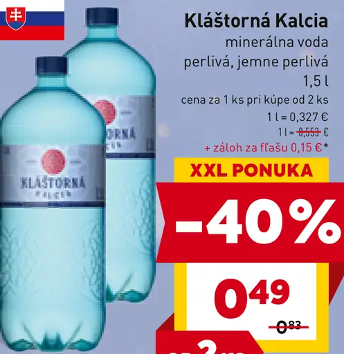 Kláštorná Kalcia minerálna voda