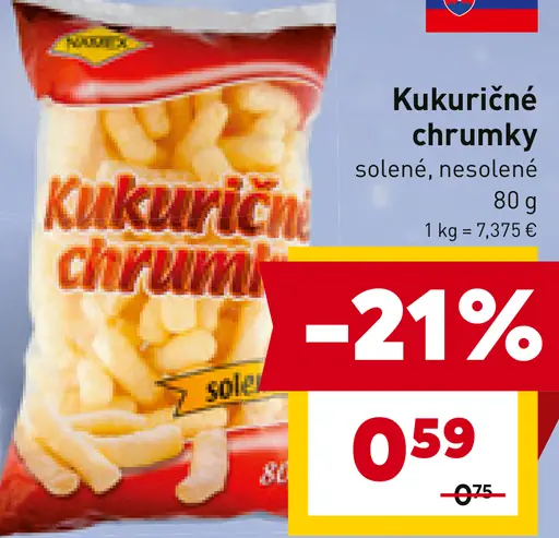 Kukuričné chrumky solené, nesolené