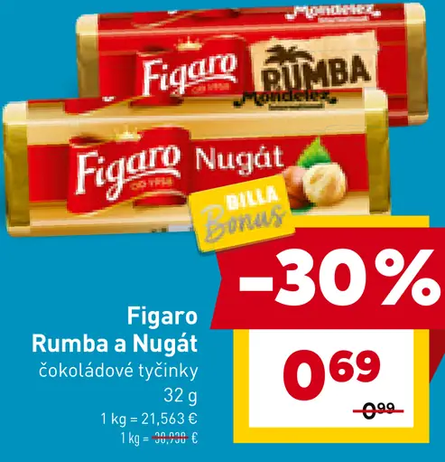 Figaro Rumba a Nugát čokoládové tyčinky