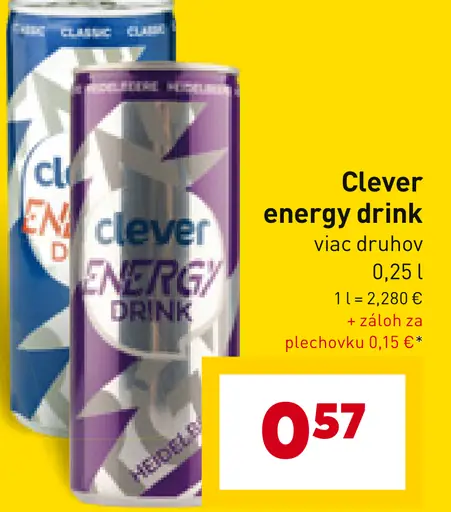 Clever energy drink viac druhov plechovka