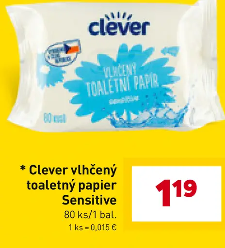 Clever vlhčený toaletný papier Sensitive