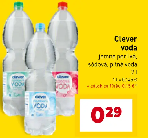 Clever voda jemne perlivá, sódová, pitná voda