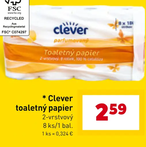 Clever toaletný papier 2-vrstvový