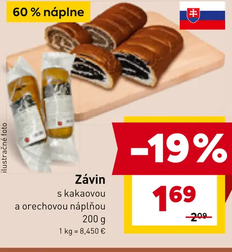 Závin s kakaovou a orechovou náplňou