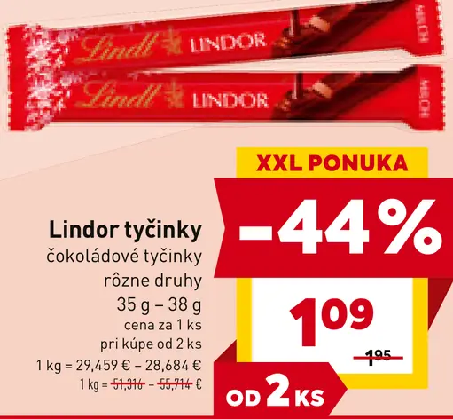 Lindor tyčinky čokoládové