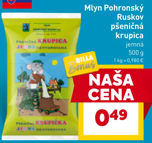 Mlyn Pohronský Ruskov Krupica pšeničná hrubá