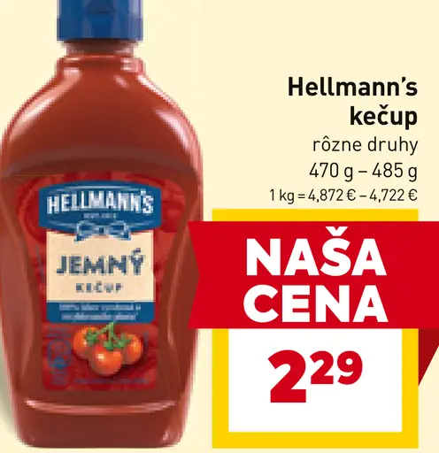 Hellmann’s kečup jemný alebo iné druhy