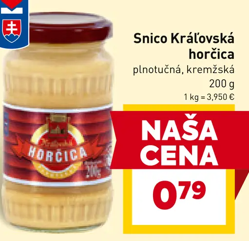 Snico Kráľovská horčica plnotučná kremžská