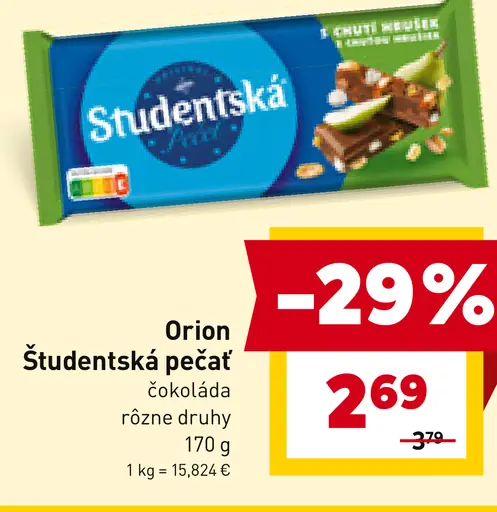 Orion Študentská pečať čokoláda rôzne druhy