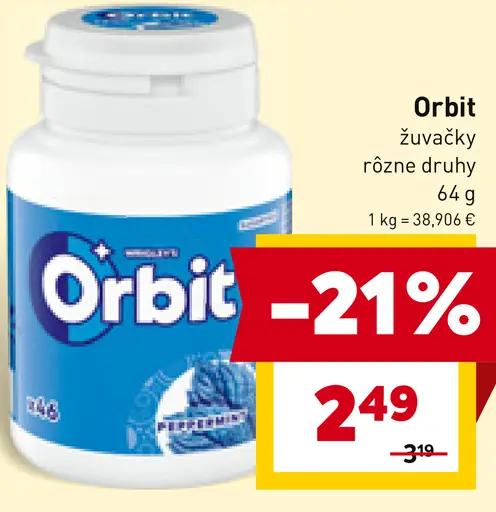 Orbit žuvačky, rôzne druhy