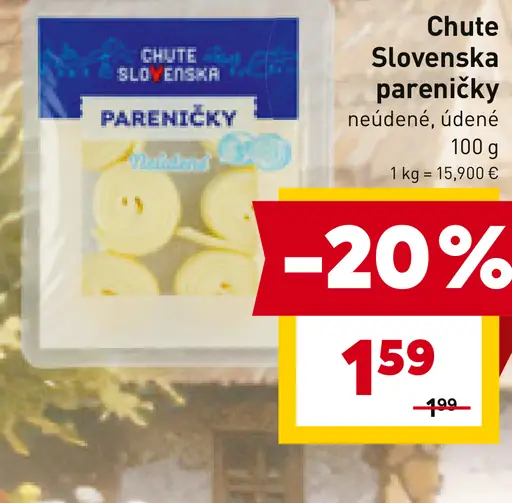 Chute Slovenska pareničky neúdené, údené