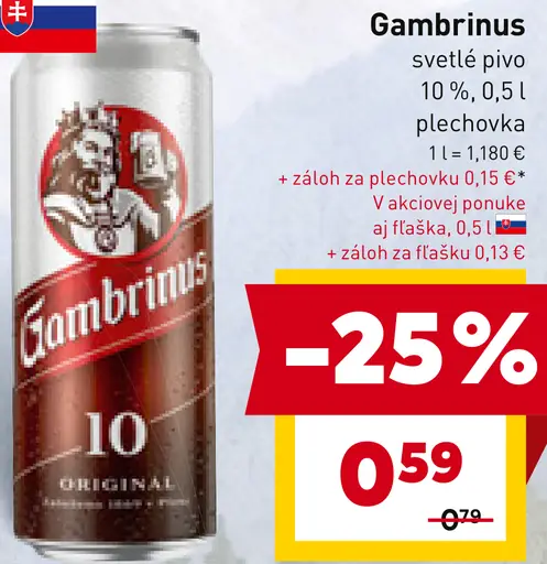 Gambrinus svetlé pivo plechovka