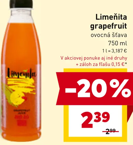 Limeñita grapefruit ovocná šťava