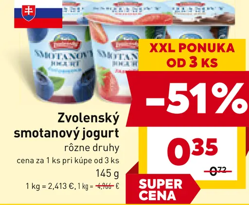 Zvolenský smotanový jogurt 2 druhy