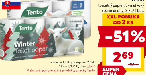 Tento toaletný papier 3-vrstvový rôzne druhy 8 ks