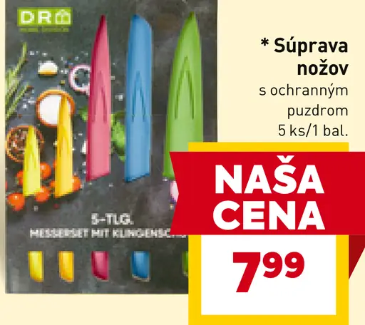 Súprava nožov s ochranným puzdrom 5 ks