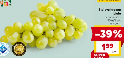 Bon Via stolové hrozno biele bezjadierkové