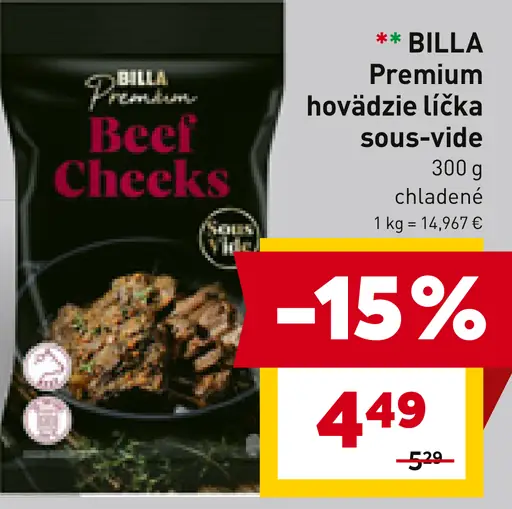 BILLA Premium hovädzie líčka sous-vide