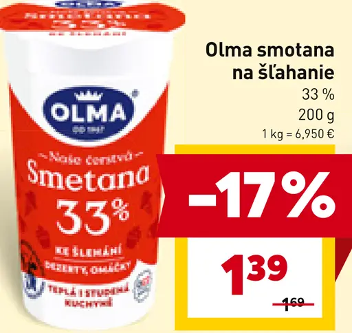 Olma Smotana na šľahanie 33 %