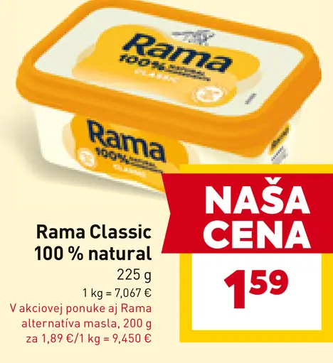 Rama Classic 100 % natural rastlinný tuk
